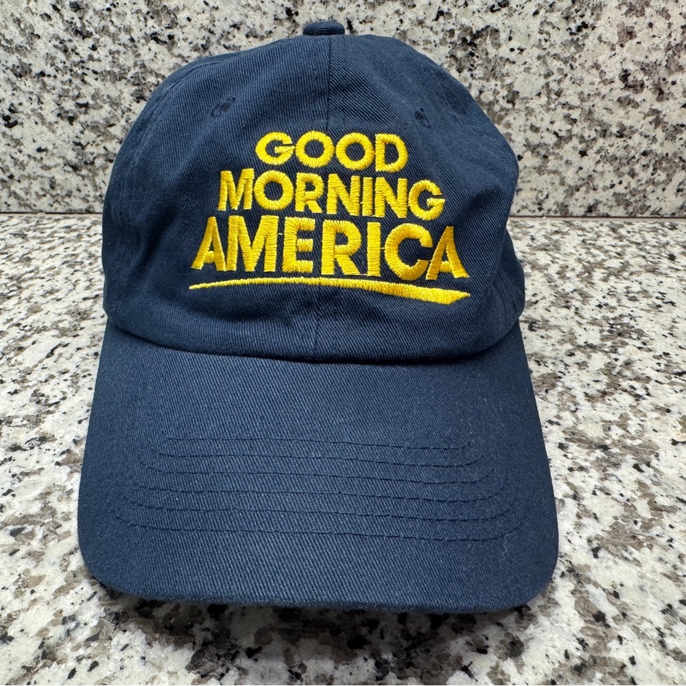 Good Morning America Navy Baseball Cap with Yellow Logo